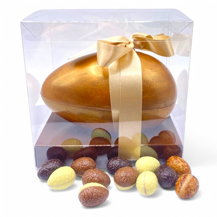 Luxe gouden Paasei groot gevuld met gevulde paaseitjes - Marshmallowstore.nl